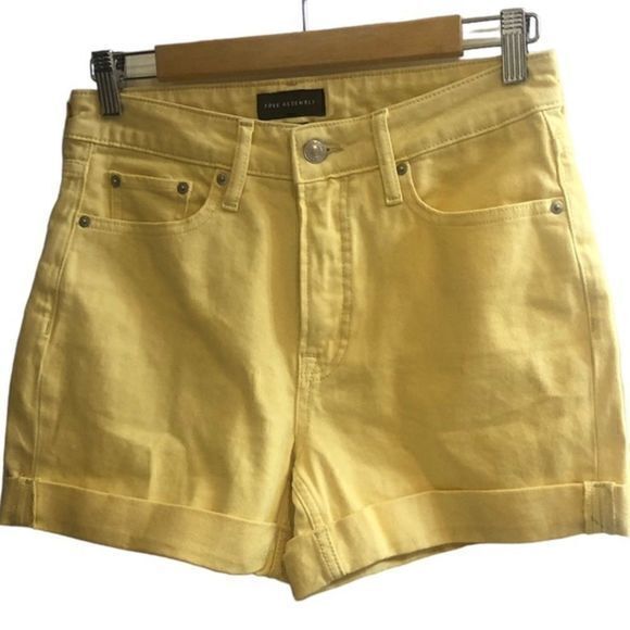 Pants - Free Assembly Yellow High Rise Denim 5 Pocket Shorts Size 4